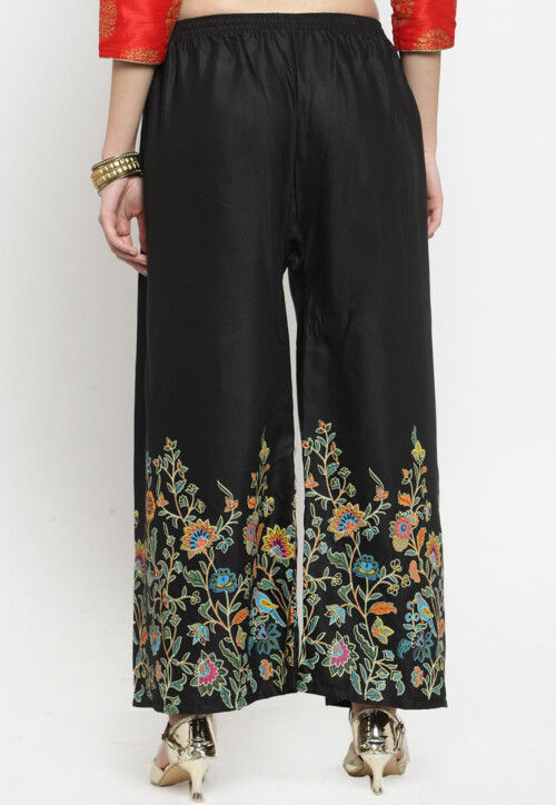 Printed Rayon Palazzo in Black