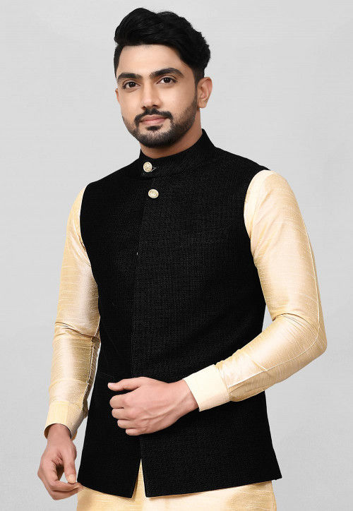 Black velvet nehru jacket online