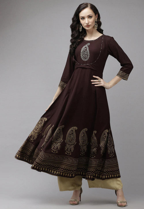 Rayon anarkali kurta sales
