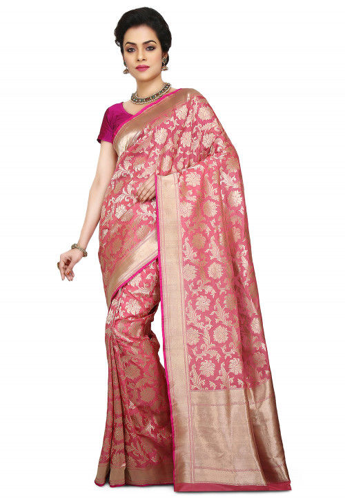 Banarasi Pure Handloom Silk Saree in Pink