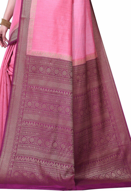 Pure Muga Silk Banarasi Saree in Pink