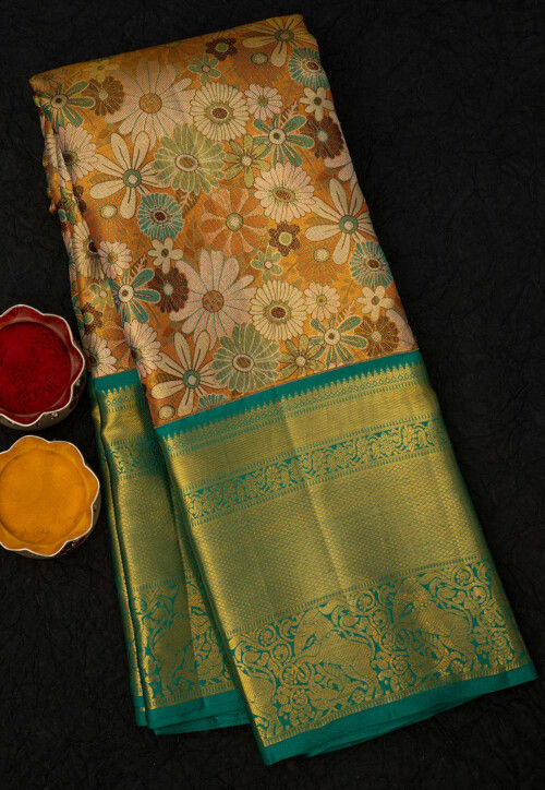 Pure Kanchipuram Silk Handloom Saree in Golden