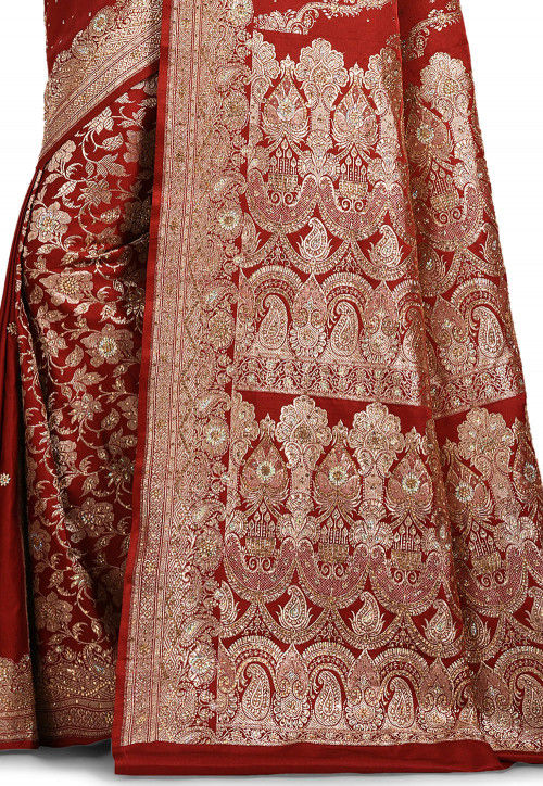 Banarasi Silk Handloom Saree in Maroon