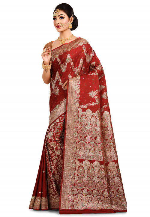  Banarasi Silk Handloom Saree in Maroon