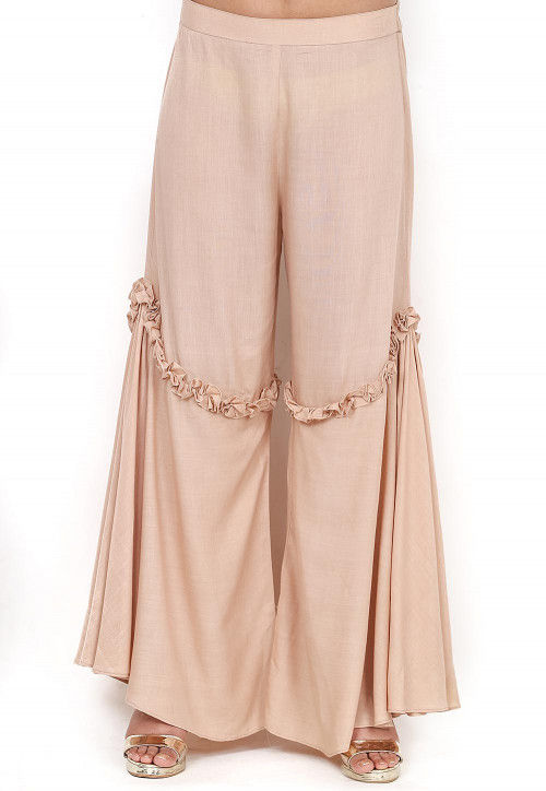 Beige sequins embellished crop top with sharara pants set available only at  Pernias Pop Up Shop 2023