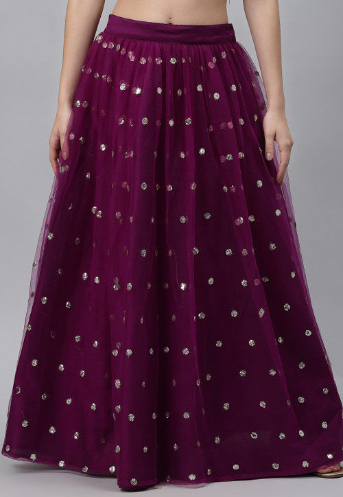 Net flared skirt online