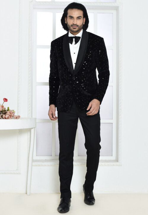 Sequins Velvet Suit Set in Black : MTX3134
