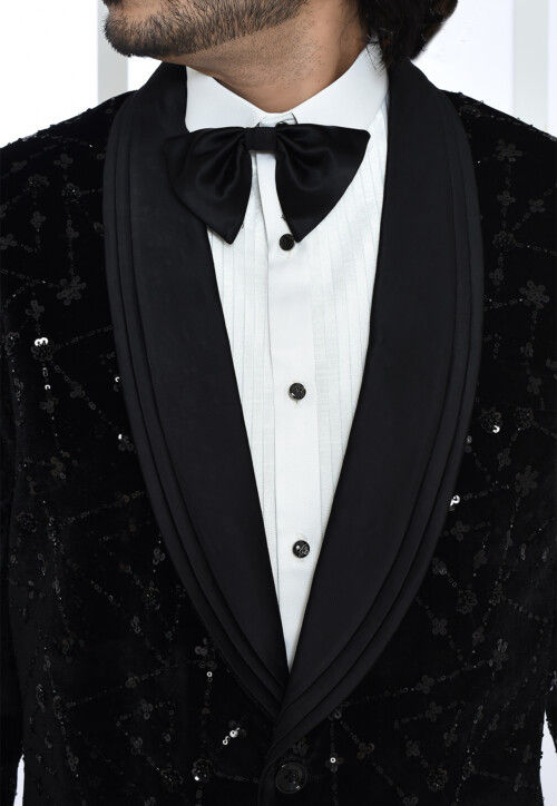 Buy Sequins Velvet Suit Set in Black Online MTX3134 Utsav Fashion