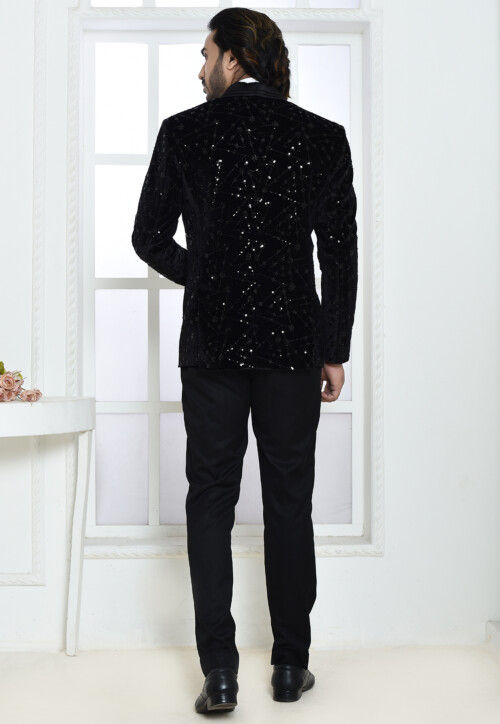 Buy Sequins Velvet Suit Set in Black Online MTX3134 Utsav Fashion