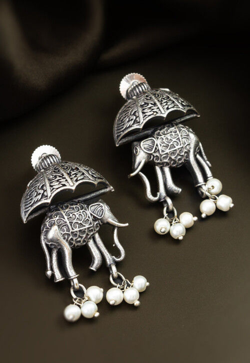 Silver Look Alike Oxidised Earrings