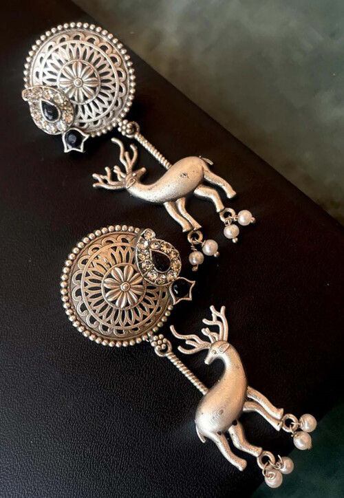 Silver Look Alike Oxidised Earrings