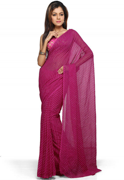 Leheryia Georgette Saree in Magenta 
