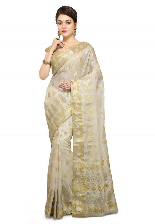 Off white shop pure silk saree