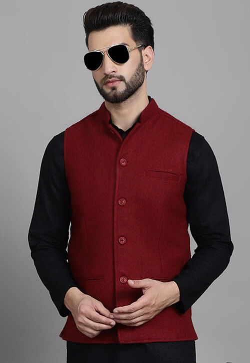 Maroon Nehru Jacket - Buy Maroon Nehru Jacket online in India
