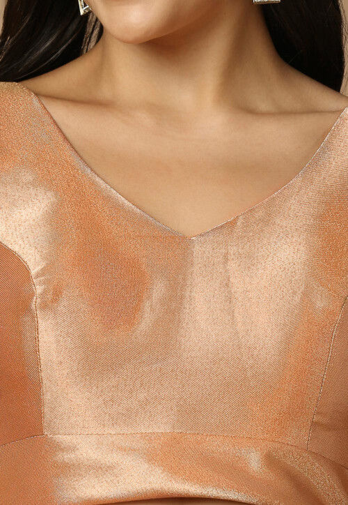 Solid Color Art Silk Blouse in Peach
