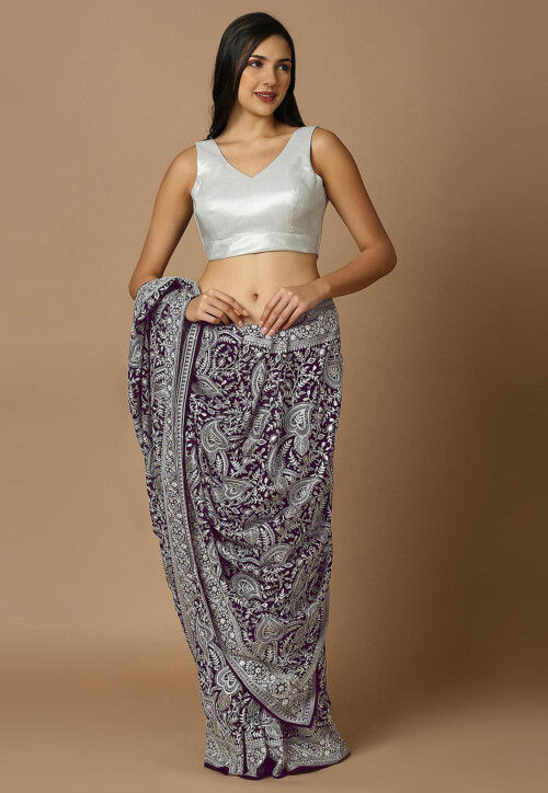 Solid Color Art Silk Blouse in Silver