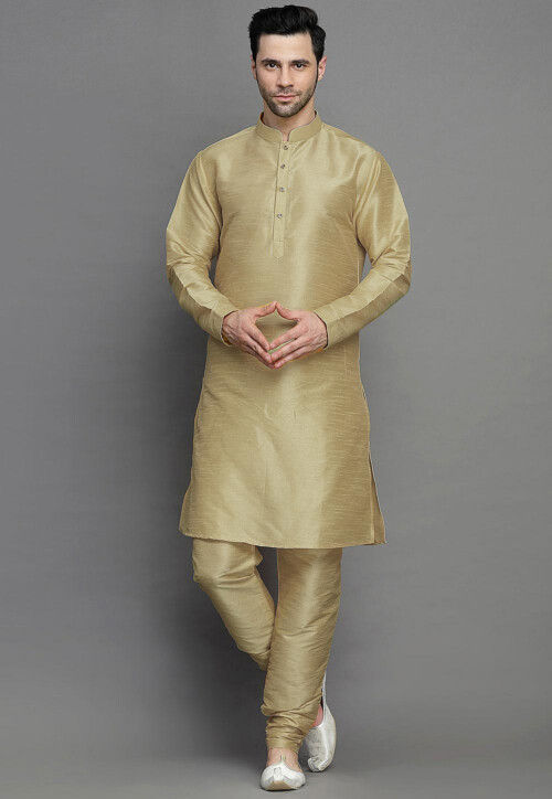 Buy Royal Men's Blue Silk Blend Designer Loop Button Kurta Churidar Set Online at Low Prices in