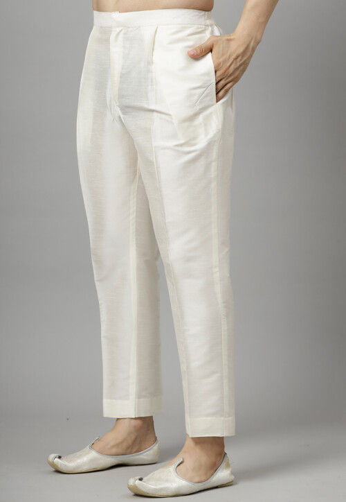 Solid Color Art Silk Kurta Set in Mustard