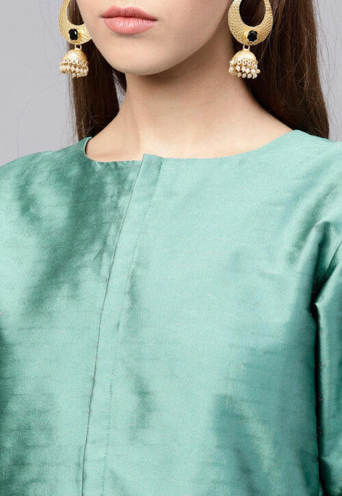 Buy Solid Color Art Silk Kurti in Teal Green Online TJW2015 Utsav Fashion