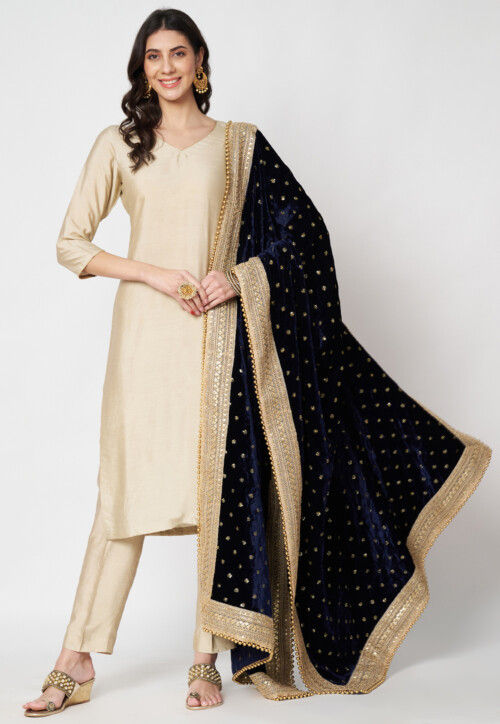 Solid Color Art Silk Pakistani Suit in Light Beige