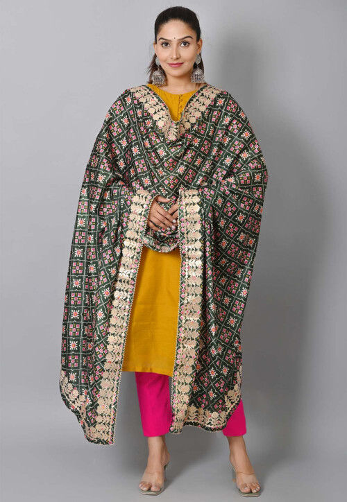 Solid Color Art Silk Pakistani Suit in Mustard : KJN4192