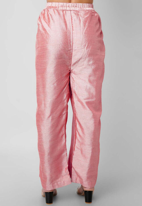 Black & Baby Pink Solid Velvet Palazzo (Pack Of 2)