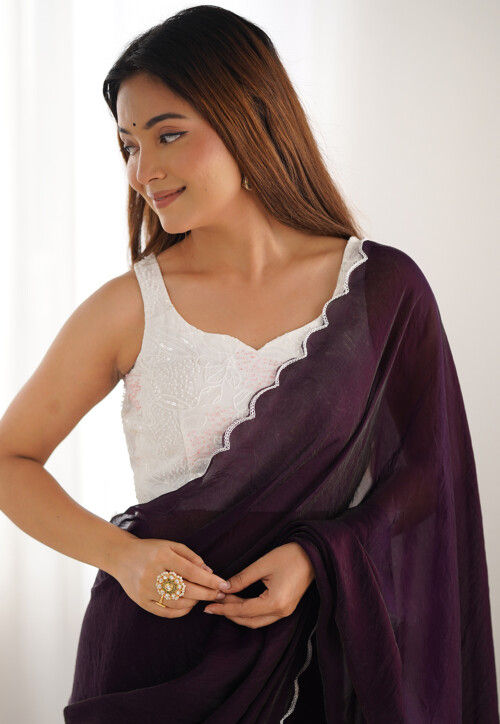 Solid Color Saree Buy Solid Color Art Silk Saree in Purple Online : SPF17041 - Utsav Fashion