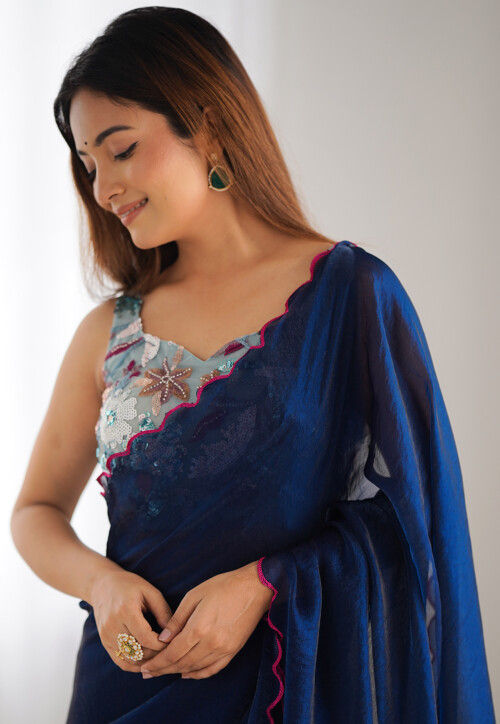 Solid Color Saree Buy Solid Color Art Silk Saree in Teal Blue Online : SPF17042 - Utsav ...