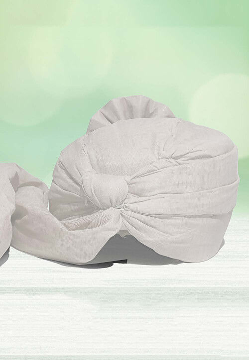 Solid Color Chanderi Cotton Kids Turban in Off White