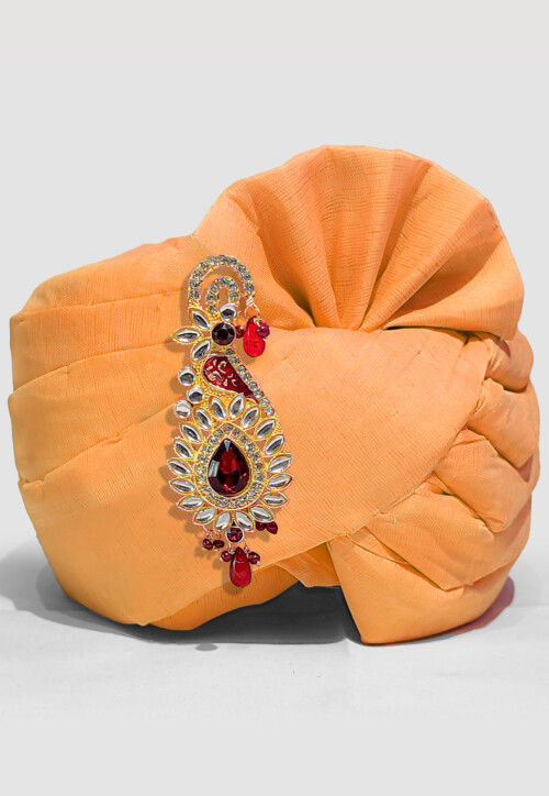 Solid Color Chanderi Cotton Turban in Mustard