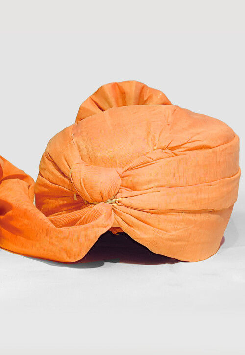 Solid Color Chanderi Cotton Turban in Mustard
