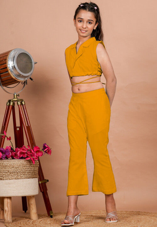 Yellow Crop Top Mustard Colour Top Online Buy Turmeric Yellow Tops - Main Image