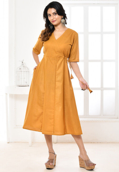 Micro Modal dress NADIA mustard color - PINTO Wear
