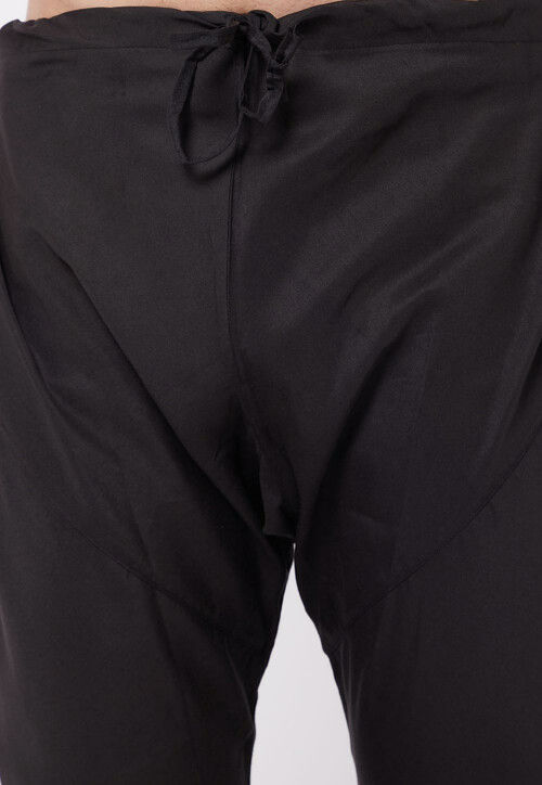 Solid Color Cotton Churidar in Black