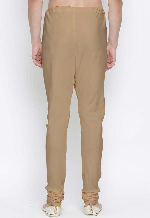Solid Color Cotton Churidar in Light Brown