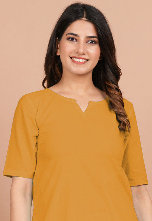 Solid Color Cotton Co Ord Set in Mustard