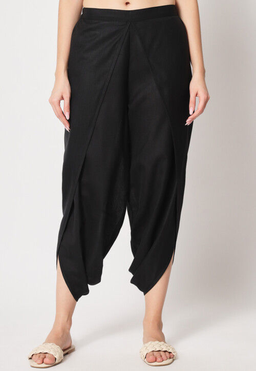 Solid Color Cotton Dhoti in Black