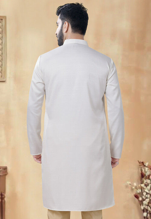 Solid Color Cotton Kurta in Cream