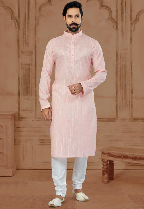 Buy Solid Color Cotton Kurta in Light Pink Online MUX1206 Utsav Fashion