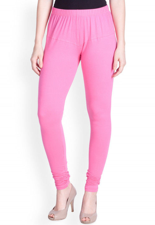 Solid Color Cotton Lycra Leggings in Pink : BKS64