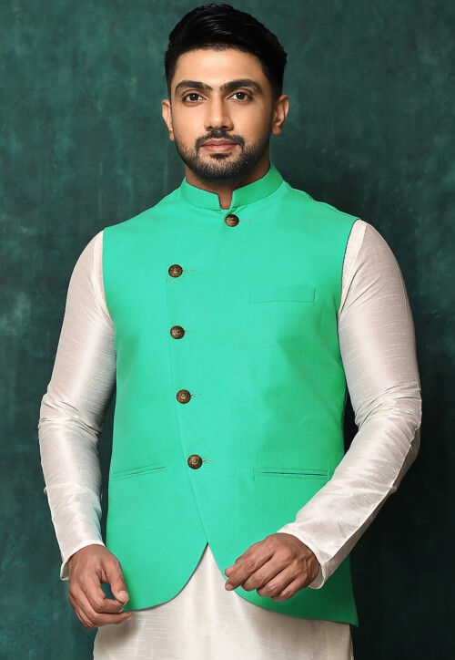 Elegant Jodhpuri Light Green Nehru Modi Jacket with Kurta Pajama Set | eBay