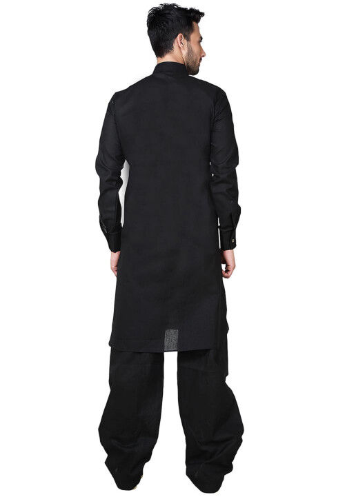 Solid Color Cotton Paithani Suit in Black