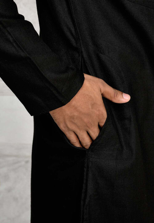 Solid Color Cotton Paithani Suit in Black