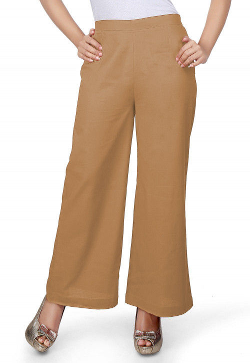 Womens Solid Color Casual Pants Prints Trousers Elastic Waist Pockets Wide  Leg | eBay