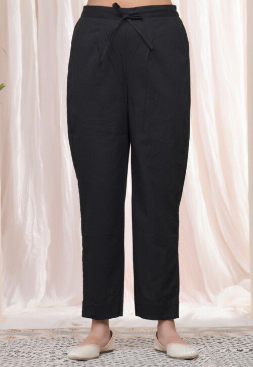 Solid Color Cotton Flex Pant in Black