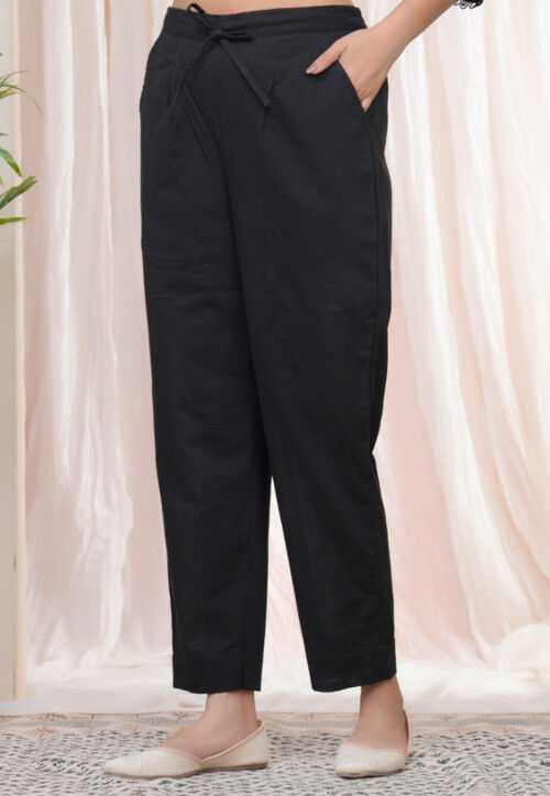 Solid Color Cotton Flex Pant in Black