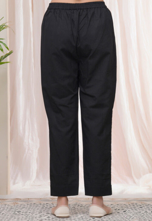 Solid Color Cotton Flex Pant in Black