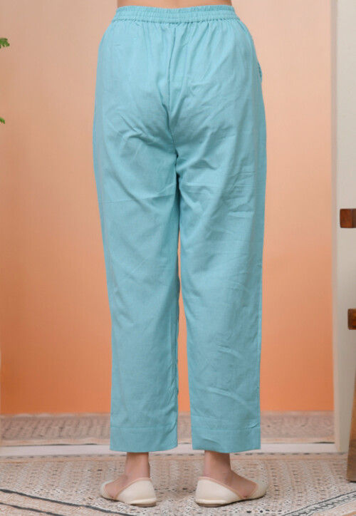Solid Color Cotton Flex Pant in Blue