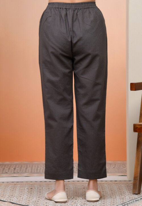 Solid Color Cotton Flex Pant in Charcoal Black