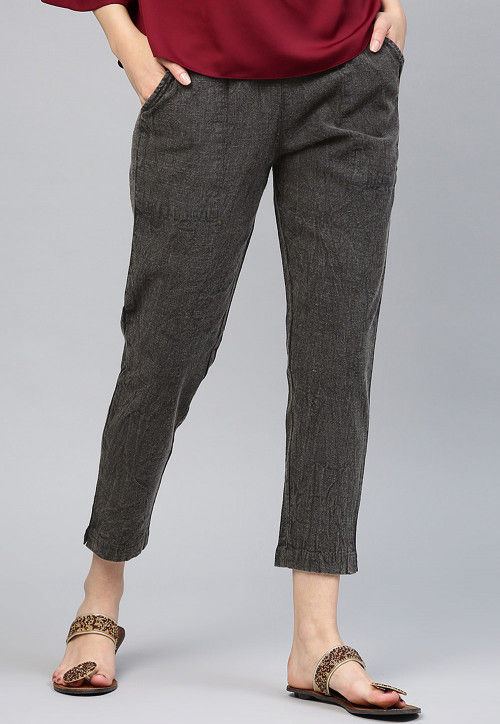Solid Color Cotton Pant in Charcoal